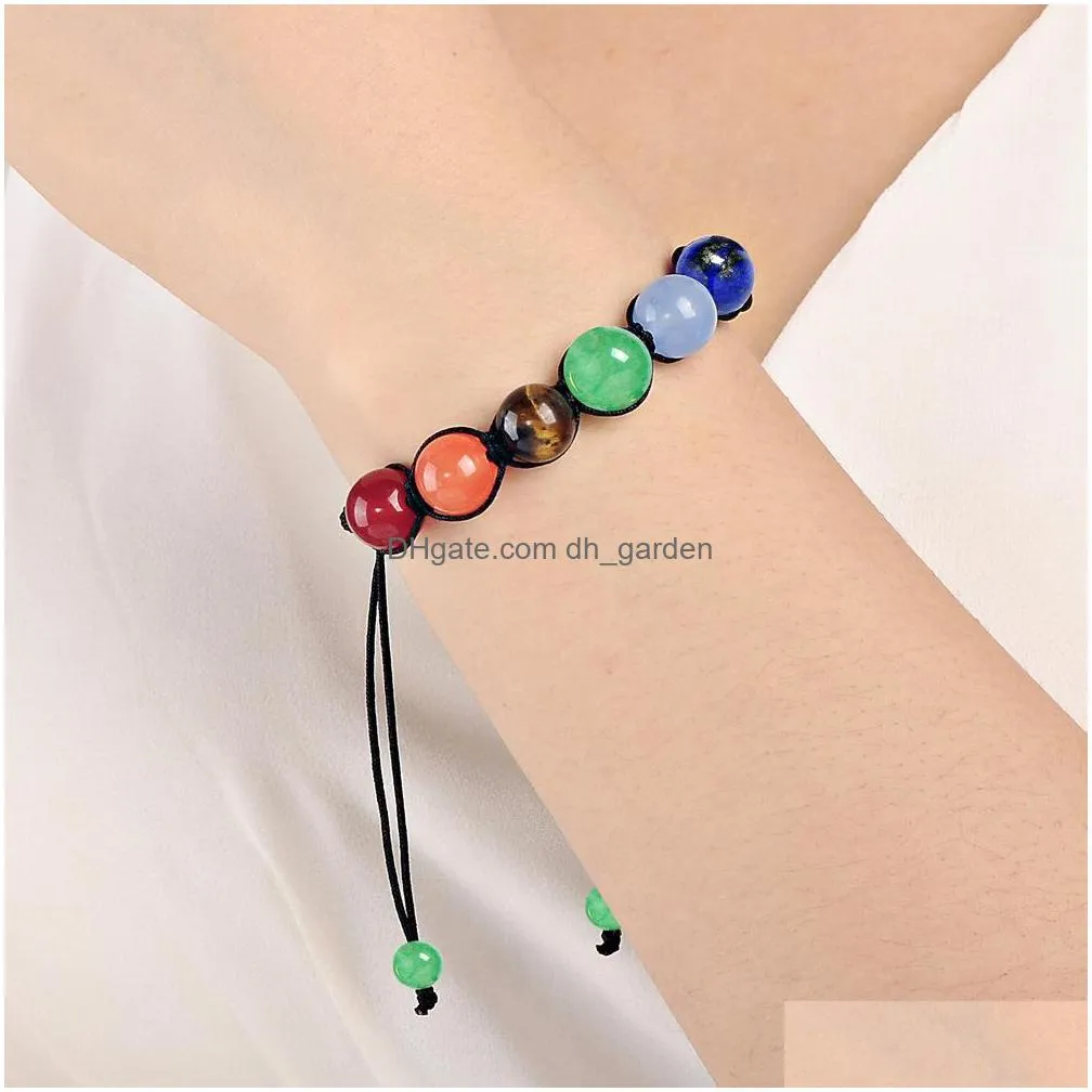 2016 new 7 chakra bracelet men beads colorful stone reiki prayer natural stone yoga bracelet for women men