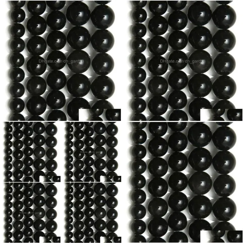 8mm natural stone black obsidian round loose beads 15 strand 4 6 8 10 12 14mm pick size for jewelry making