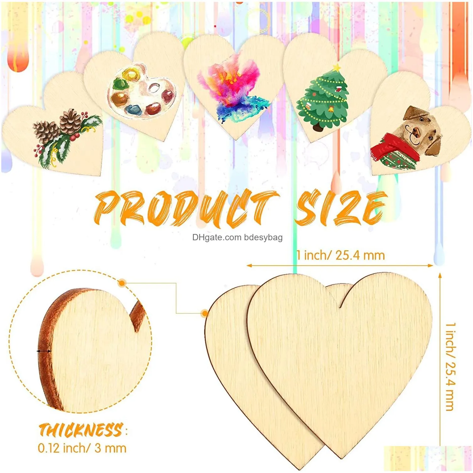 Wood Heart Cutouts for Crafts Unfinished Wooden Heart Slices Blank Embellishments Ornaments Christmas Wedding Valentine DIY Supplies