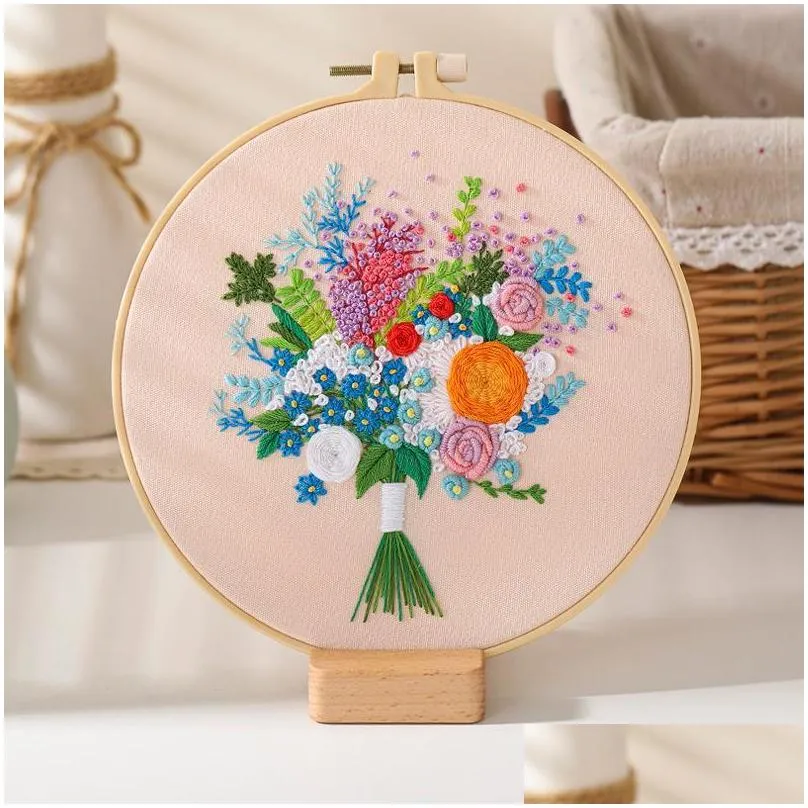 other arts and crafts flowers embroidery kit diy needlework houseplant pattern needlecraft for beginner