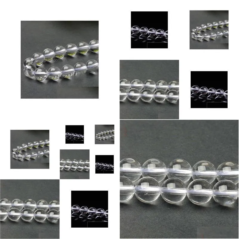 8mm factory price natural stone smooth clear quartz loose beads 16 strand 4 6 8 10 12 mm pick size for jewelry making