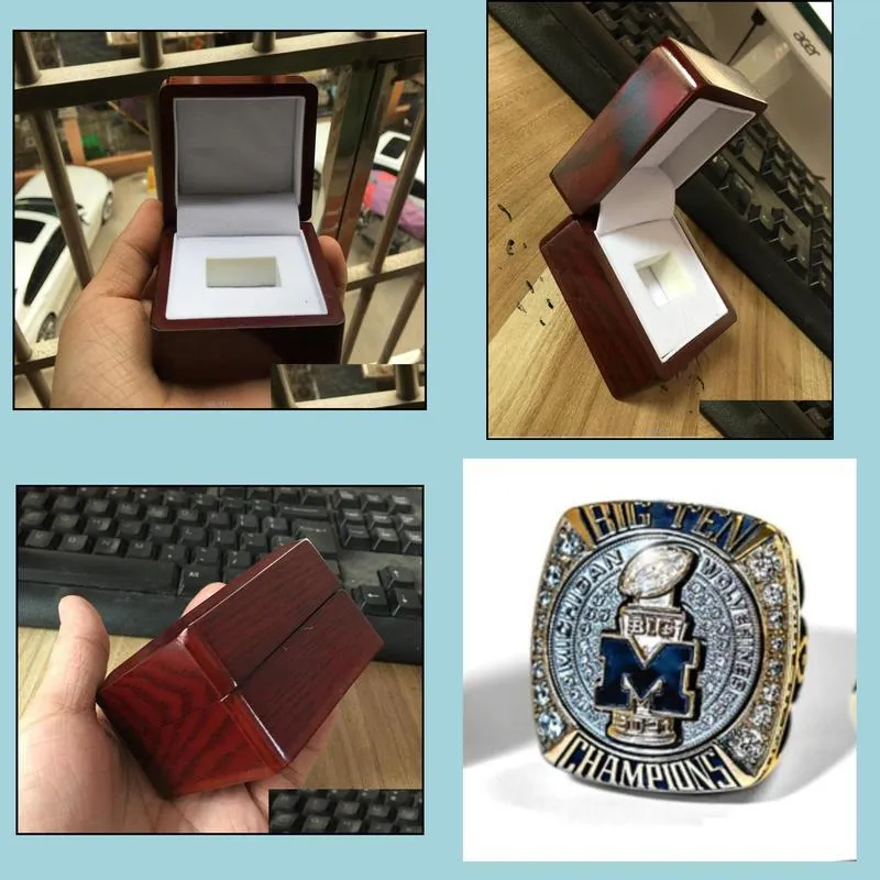 2021 michigan wolverines football big ten team championship ring with wooden display box