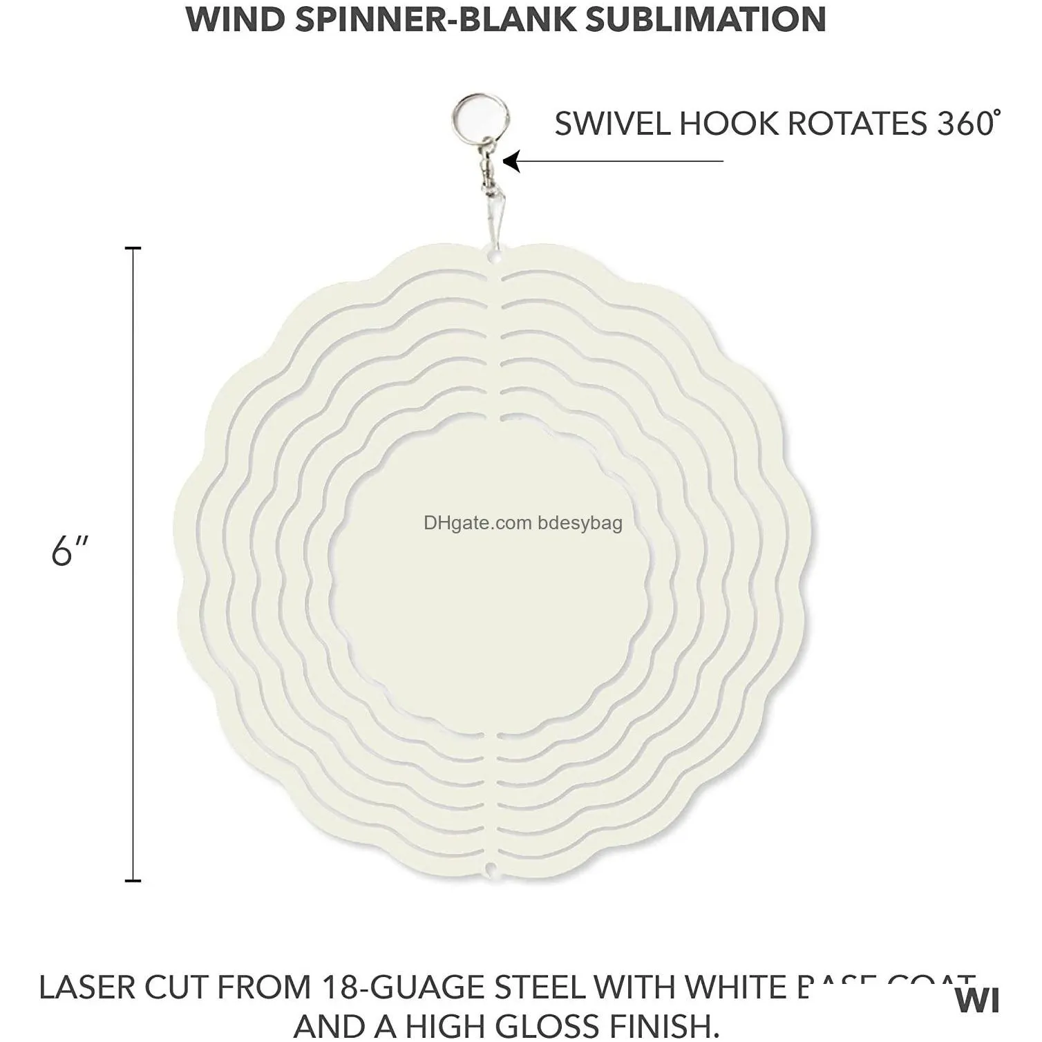 Sublimation Blank Wind Spinner 10 inch Aluminum Spinners Outdoor Hanging Garden Decoration Metal Blanks For DIY Both Sides printable