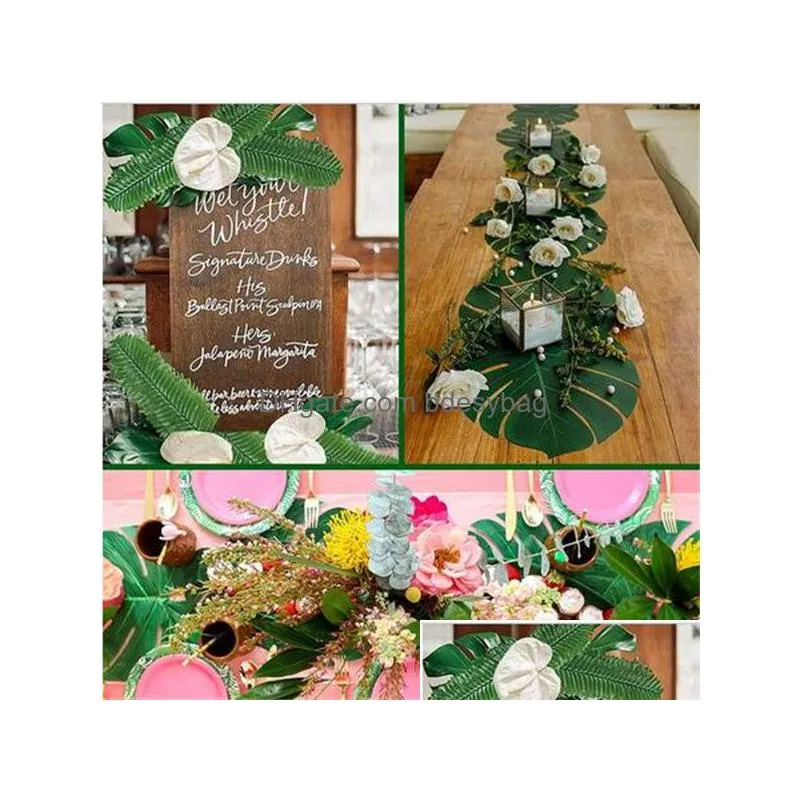 decorative flowers artificial tropical palm leaves hawaiian luau safari jungle party decoration summer wedding birthday home table decor fake