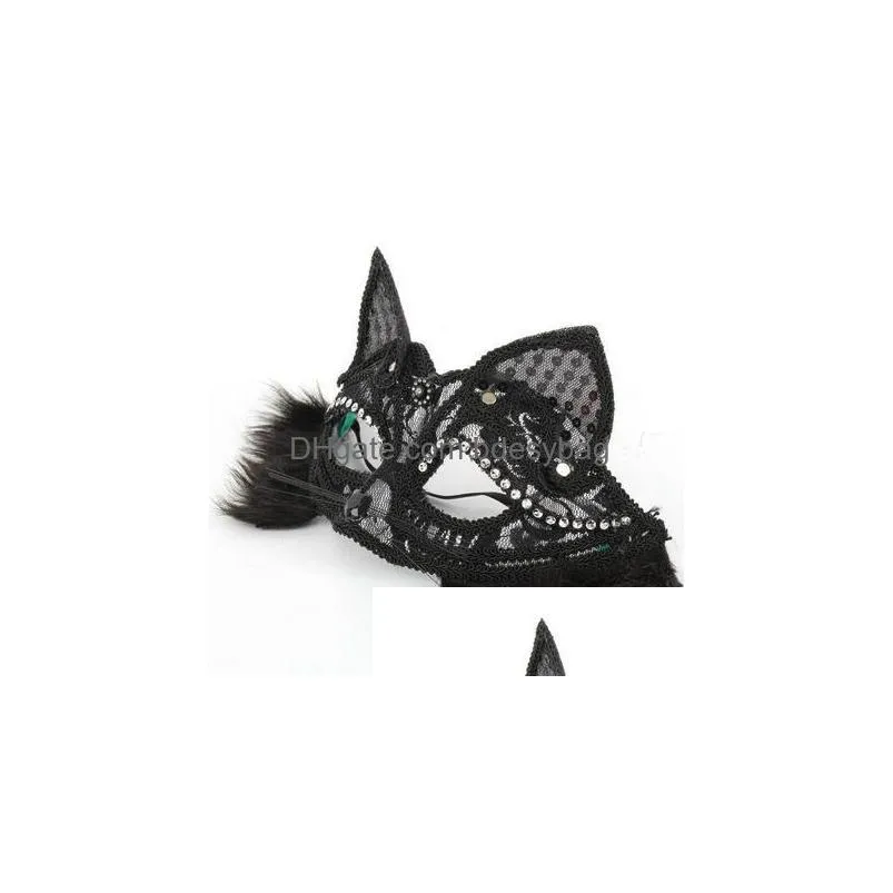 halloween party mask lace animal masks fox mask black white color half face sexy cat face mask accessories