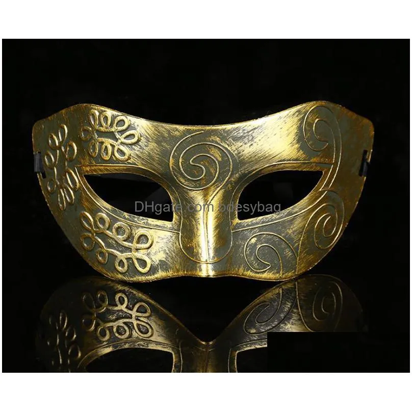 antique golden silver bronze mask half face flat faced carved mask ancient rome mask l847