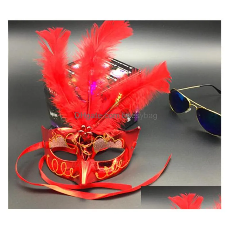2016 halloween luminous feather masks party masks feather masks led princess venetian mask hjia488