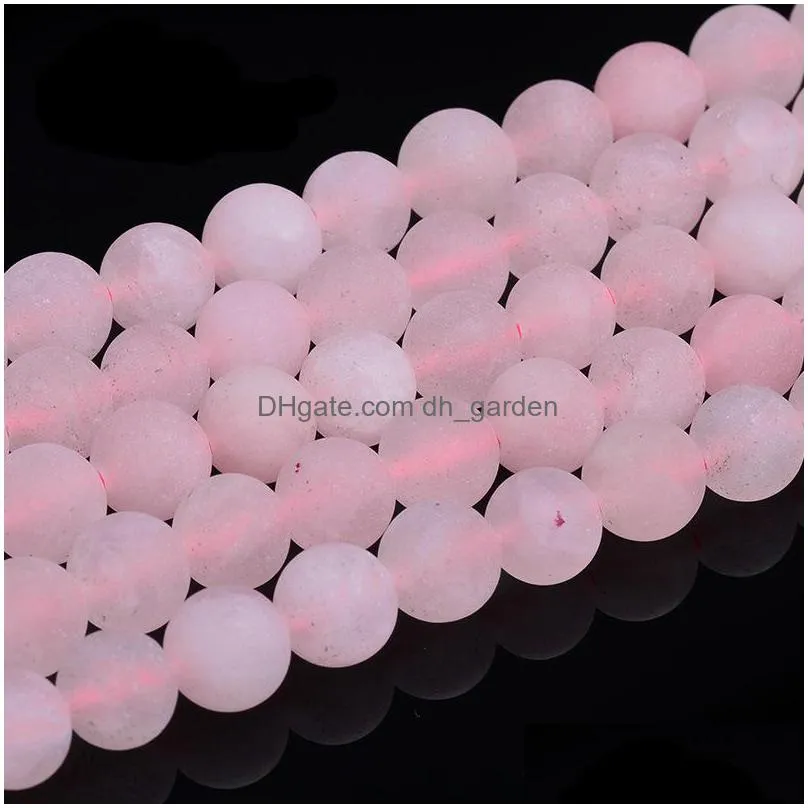 4mm 6mm 8mm 10mm 12mm natural stone beads round gorgeous matte rose pink quartz loose beads for diy jewelry making bracelet