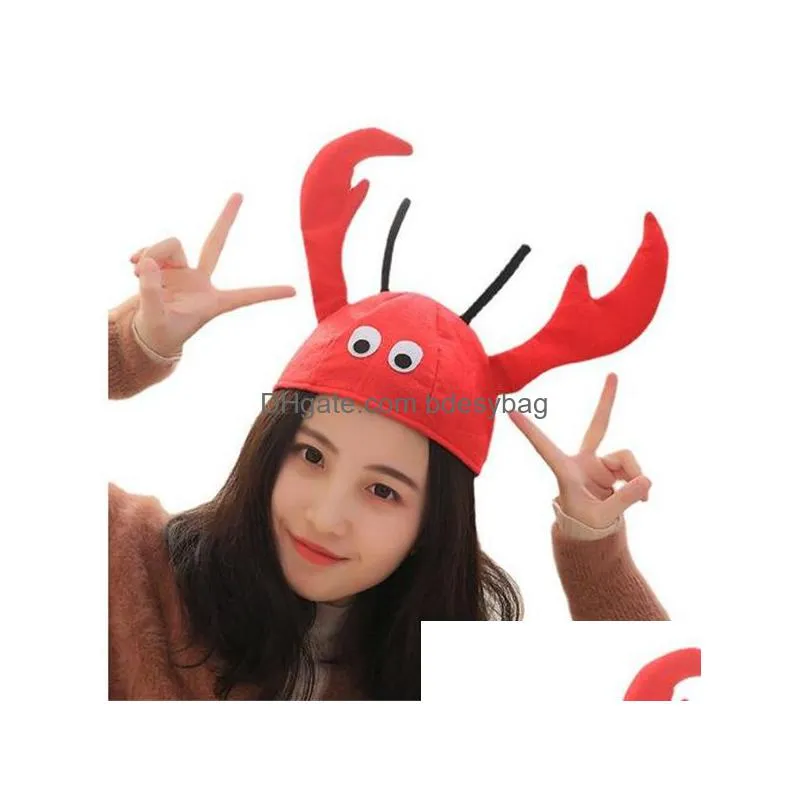 red lobster crab sea animal hat funny christmas gift costume accessory adult child cap happy new year gc1925