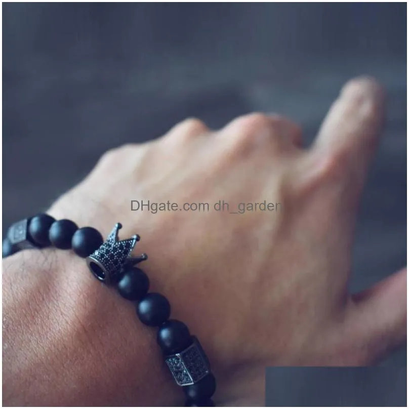 trendy imperial crown stoppers bracelets men natural stone beads for women men jewelry
