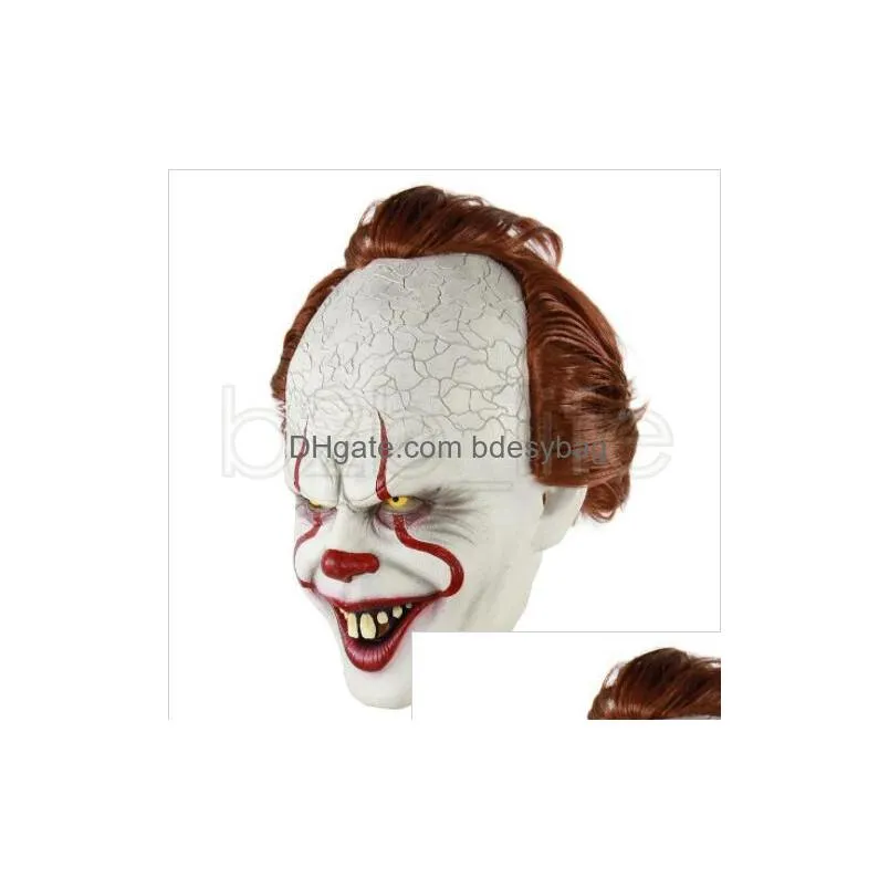 stephen kings joker mask silicone movie full face horror clown latex mask halloween party masks horrible cosplay prop