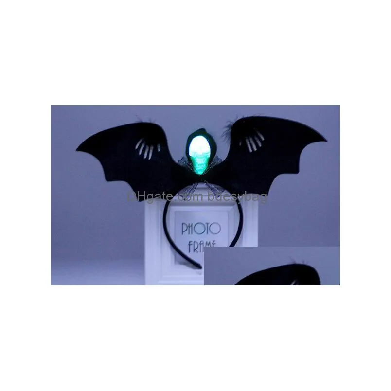 halloween bat luminescent hair hoop led flash skull head children headdress ball prop wl948