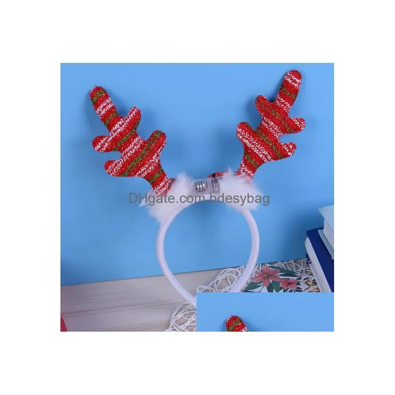 christmas decorations with lamp deer horn hair hoop led flash party decoration childrens luminous headdress wl953