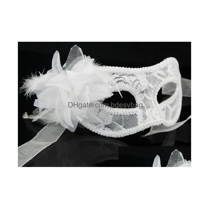 christmas masks pure handmade venetian jacquard yarn flower feathers party translucent lily mask