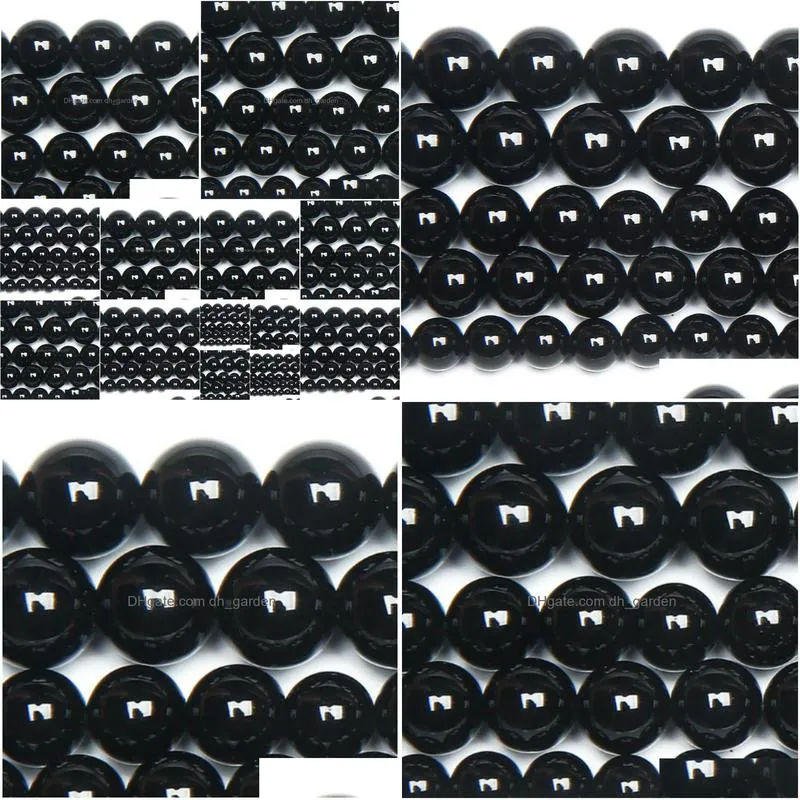 8mm grade black agates round gem loose strand beads 15 strand 2 3 4 6 8 10 12mm pick size for jewelry