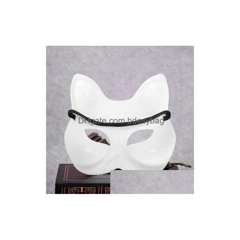 blank fox face mask cosplay decoration diy handmade costume party unpainted white sexy mask party masquerade masks blanks 30pcs/lot