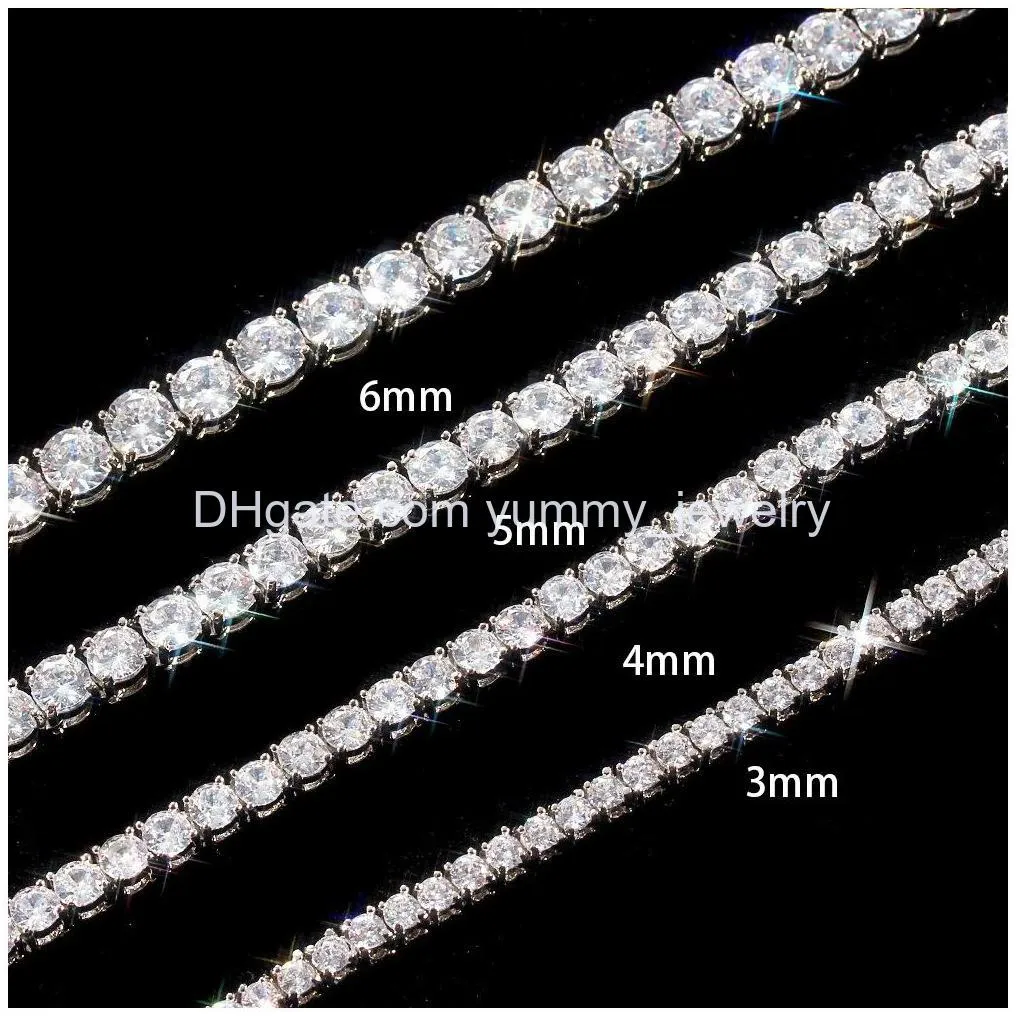 hip hop bling jewelry mens necklace silver gold diamond necklaces 3mm 4mm 5mm iced out tennis chain