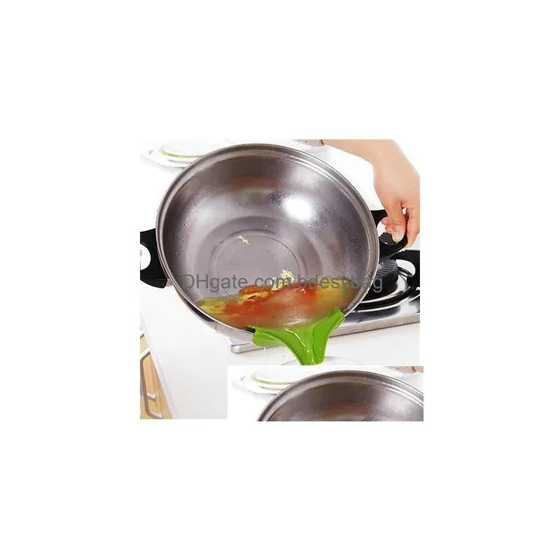  kitchen gadget funnel antispill pans rim silicone deflector liquid diversion mouth cooking kitchen tool convenience