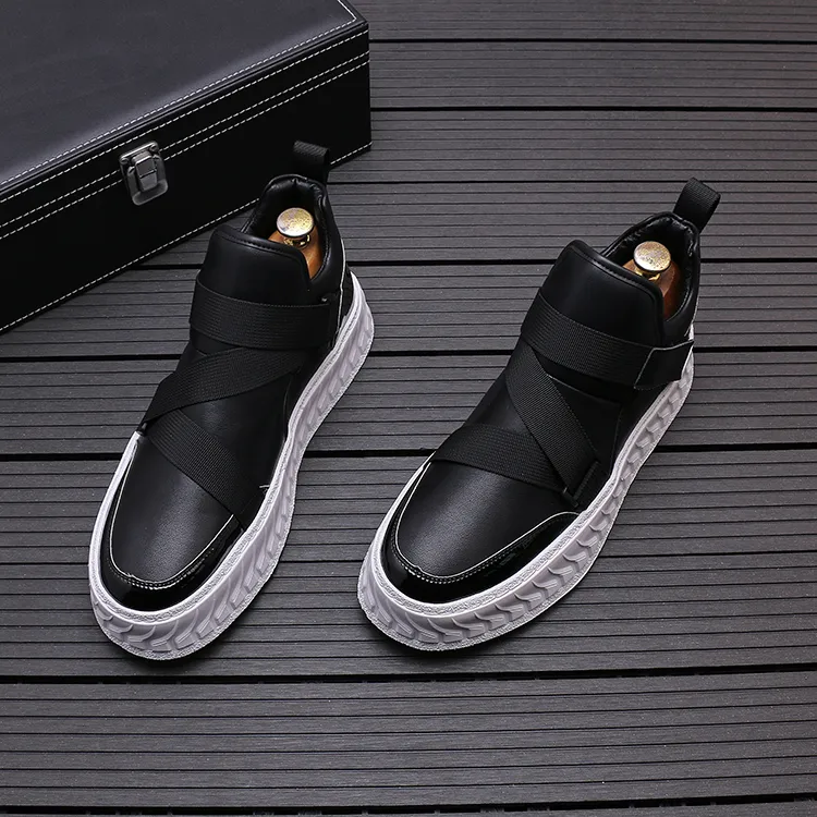 New blue sports Boots thick sole men's casual personality loafers Korean version of the trend youth versatile sneakers A6