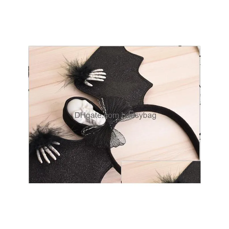 halloween bat luminescent hair hoop led flash skull head children headdress ball prop wl948