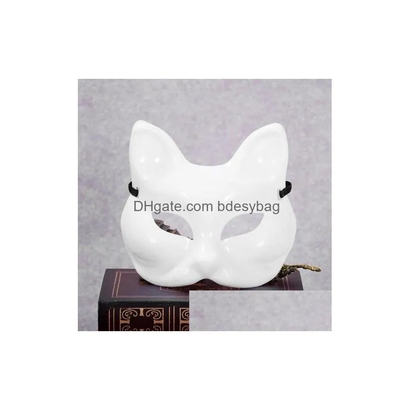 blank fox face mask cosplay decoration diy handmade costume party unpainted white sexy mask party masquerade masks blanks 30pcs/lot