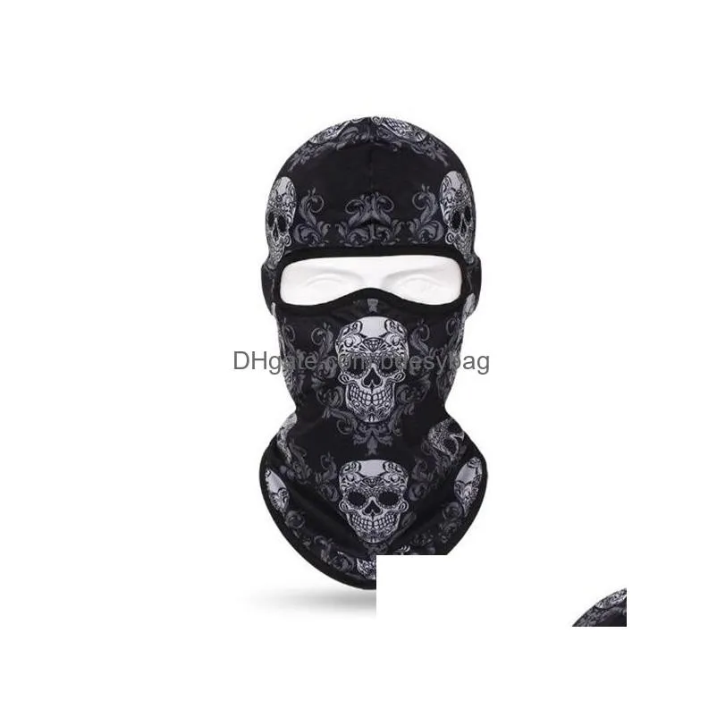 motorcycle balaclava skull print moto full face mask windproof skiing head neck warmer cycling biker hood cap men helmet liner gc1844