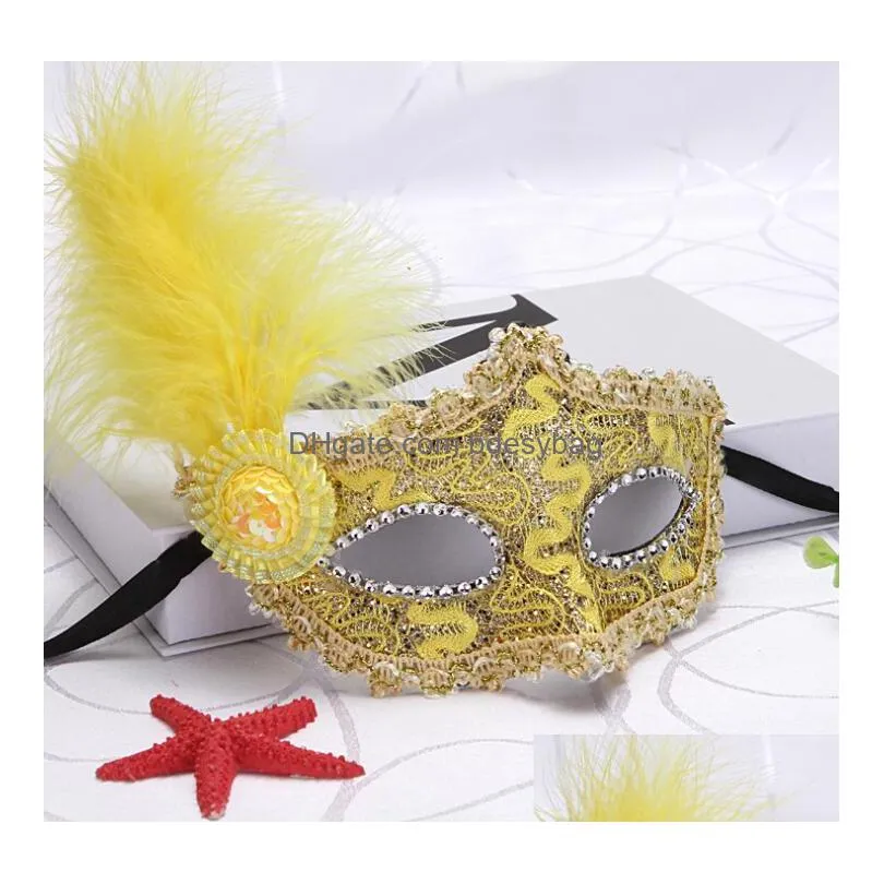 lady mask masquerade cap and side feather mask venice little princess mask festival stage performance props