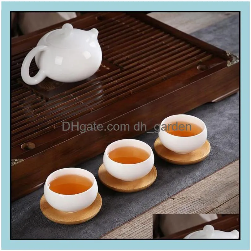 200pcs Creativity Natural Bamboo Small Round Dishes Rural Amorous Feelings Wooden Sauce and Vinegar Plates Tableware Plate Tray C0504
