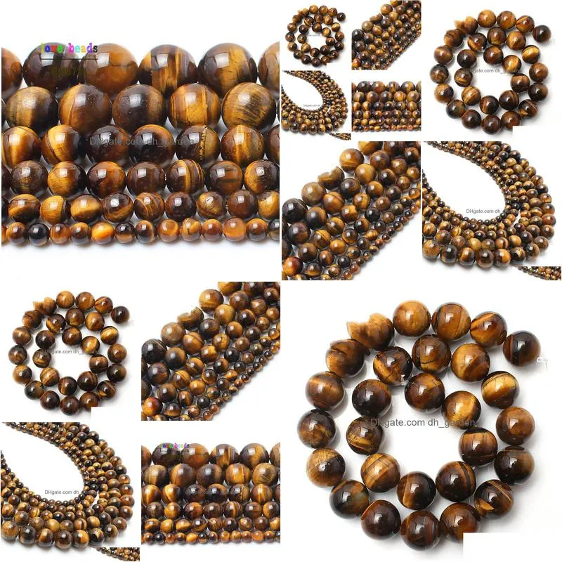 8mm wholesale natural stone beads yellow tiger eye round loose beads for jewelry making 15.5 pick size 4/6/8/10/12/14 mm