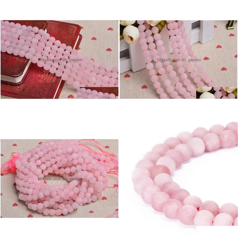 4mm 6mm 8mm 10mm 12mm natural stone beads round gorgeous matte rose pink quartz loose beads for diy jewelry making bracelet