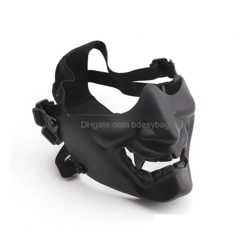 scary smiling ghost half face mask shape adjustable tactical headwear protection halloween costumes accessories gd1037