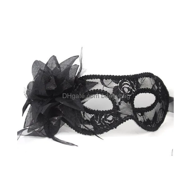 christmas masks pure handmade venetian jacquard yarn flower feathers party translucent lily mask