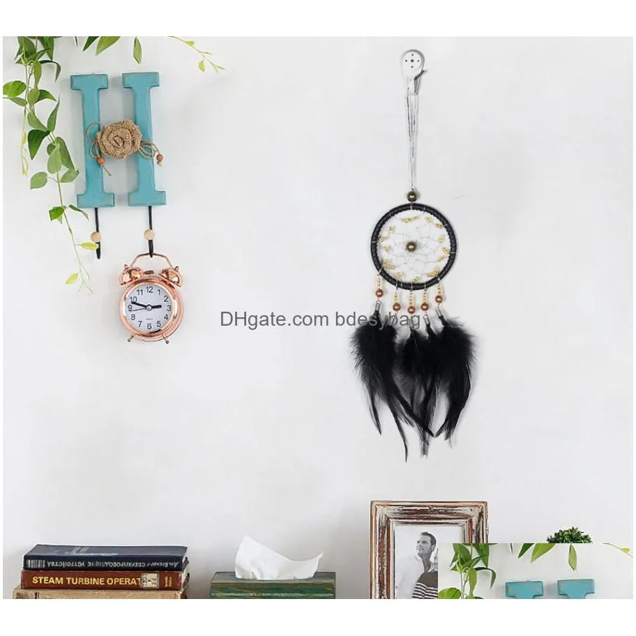 handmade dream catcher pendant mini car ornaments innovative gifts wind chimes dreamcatcher natural feathers wall hanging decor ga457