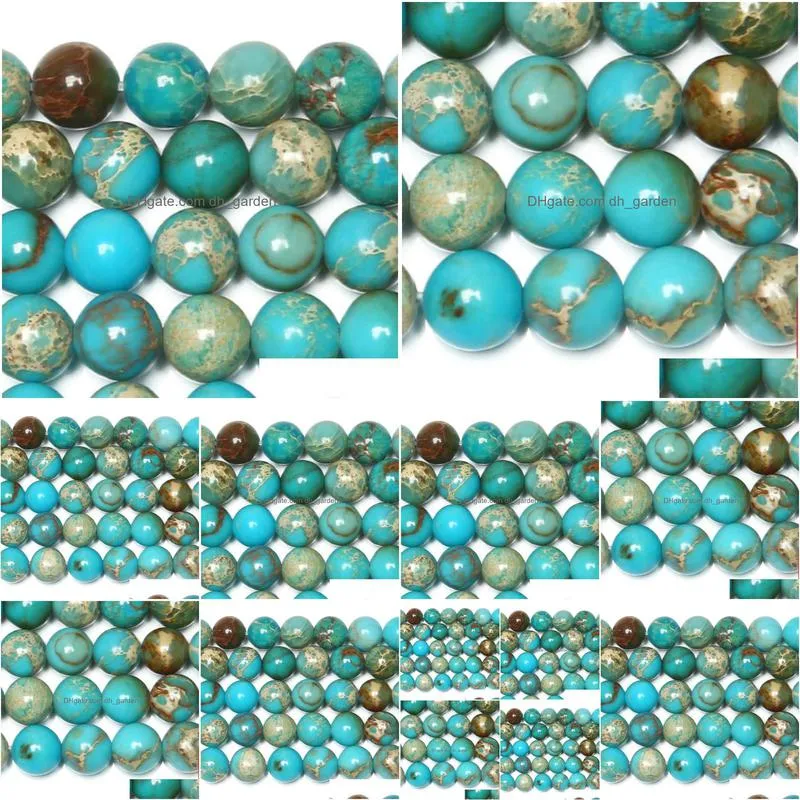 8mm 15 natural stone lake blue sea sediment turquoises imperial jaspers round loose beads 4 6 8 10 12mm pick size