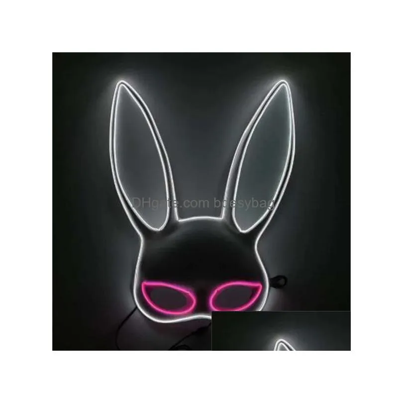 halloween adult sexy led face masks colplay light up men women funny mask glowing in dark costume supplies gc1938