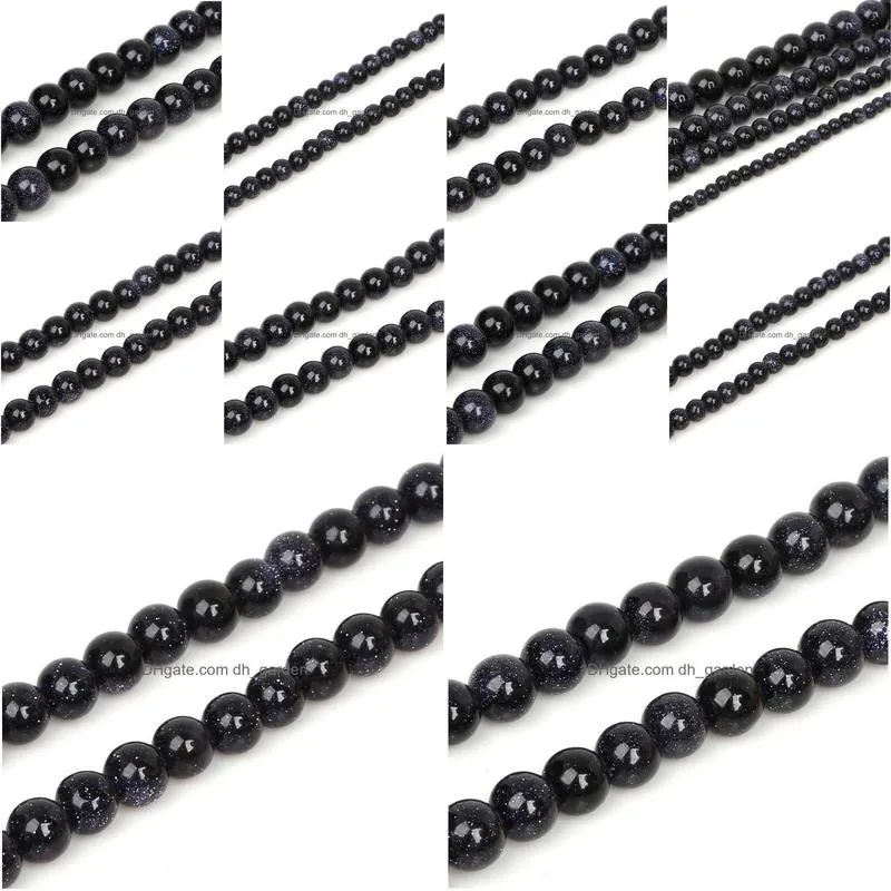 8mm wholesale natural stone beads round dark blue sands stone loose beads for diy women men jewelry bracelets 4mm/6mm/8mm/10mm