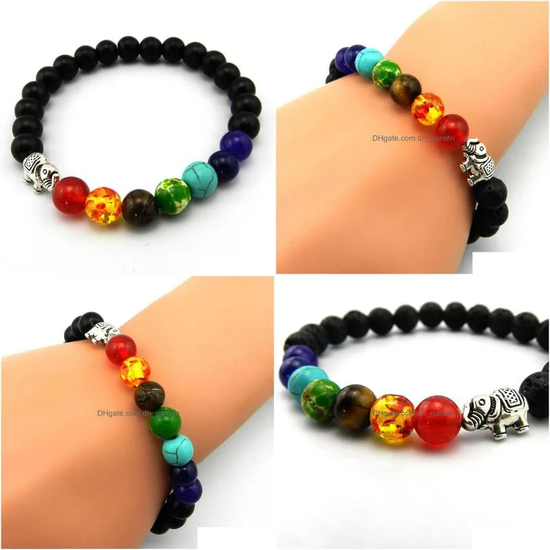 8mm matte natural stone beads 7 chakra healing balance elephant bracelet feminino yoga reiki prayer bead bracelet for men women