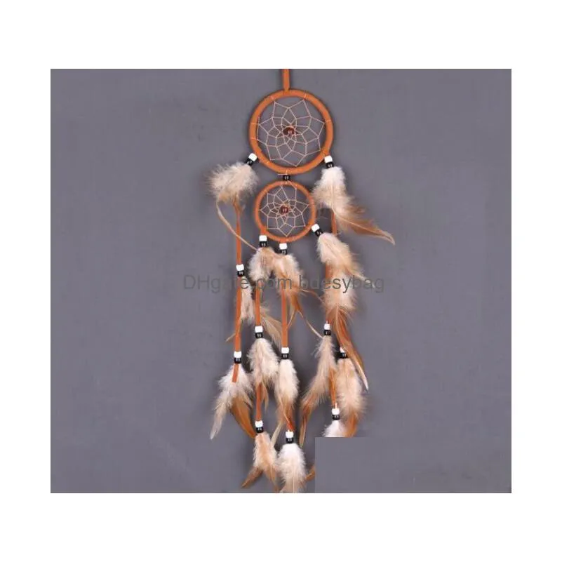 vintage home decoration retro feather dream catcher circular feathers wall hanging dreamcatchers decor for car 12pcs/lot ga453