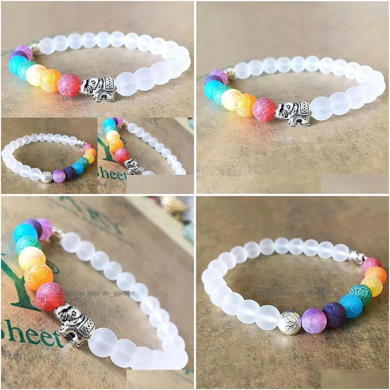 7 chakra elephant charm beaded bracelet mala bead yoga energy bracelet jewelry for men women reiki prayer stones