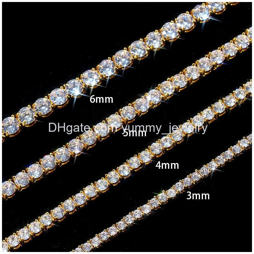 hip hop bling jewelry mens necklace silver gold diamond necklaces 3mm 4mm 5mm iced out tennis chain