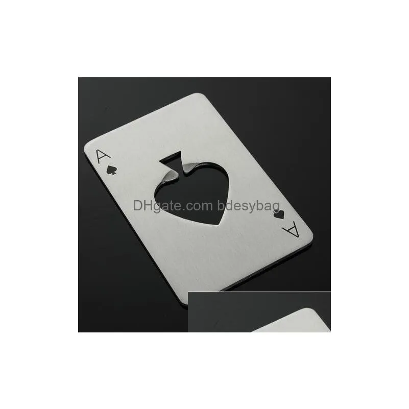 new stylish 1pc poker playing card ace of spades bar tool soda beer bottle cap opener gift gb681