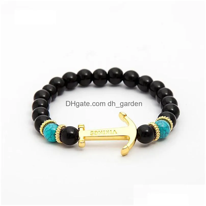 crown anchor helmet dumbbell charms bracelet for men male beads strand bracelet wrap bracelets bangles jewelry