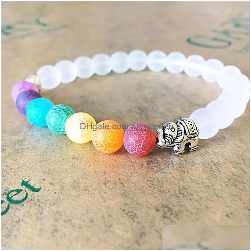 7 chakra elephant charm beaded bracelet mala bead yoga energy bracelet jewelry for men women reiki prayer stones