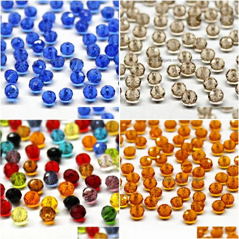 4mm 6mm czech spacer crystal glass beads for jewelry making faceted color clear diy beads loose wholesale