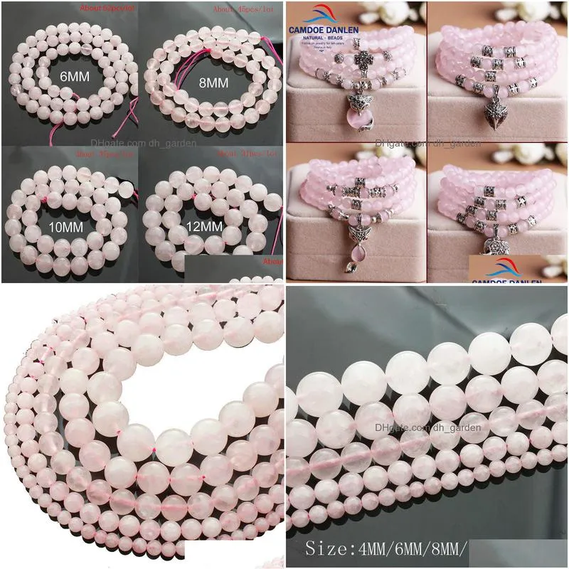 8mm natural stone rose pink quartz rock crystal beads 4/6/8/10/12/14mm stone loose beads fit diy bracelet necklace jewelry making