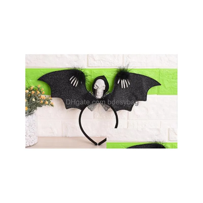 halloween bat luminescent hair hoop led flash skull head children headdress ball prop wl948