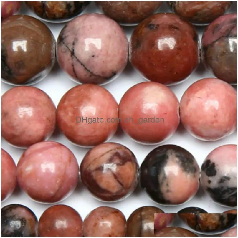 8mm natural stone black lace rhodonite beads in loose 15 strand 4 6 8 10 12 mm pick size for jewelry making