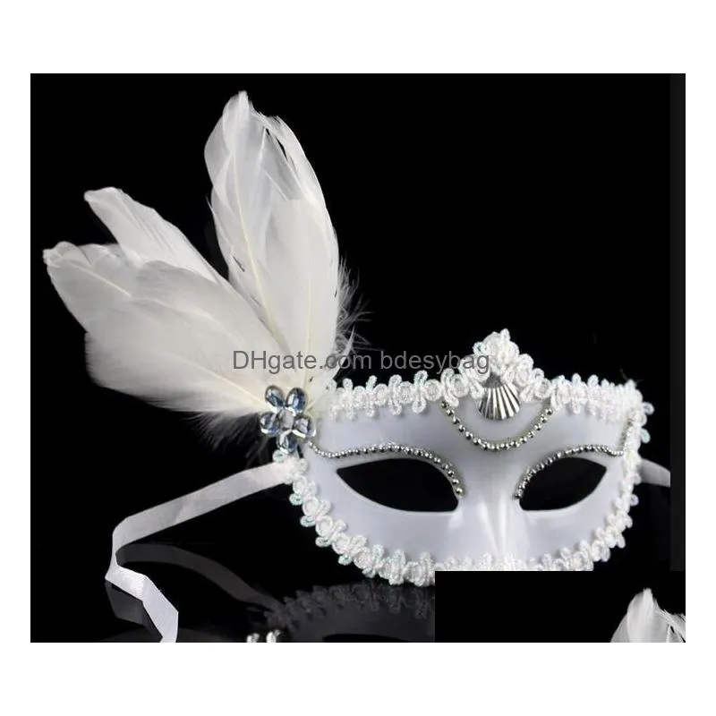 manufacturers wholesale white plastic feather masks dance shows catwalk lovers highend masks