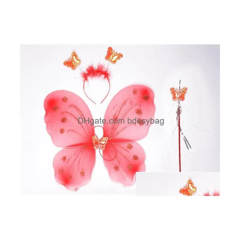childrens day performance costume show dress props hair hoop fairy stick butterfly angel wing singlelayer threepiece 20pcs/lot