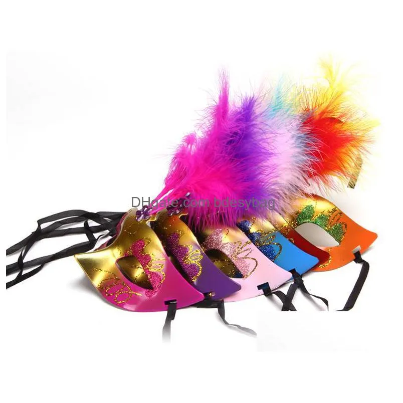 feather mask mask masquerade color plastic mask halloween show birthday party supplies toy 30pcs/lot y024